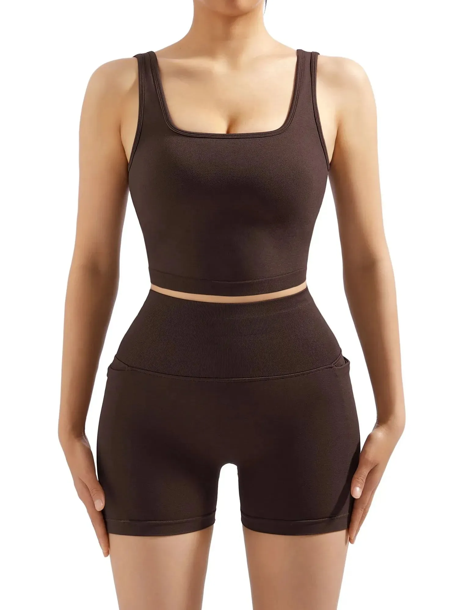 SUUKSESS Women 2 Piece Seamless Ribbed Workout Sets With Zip Up Jacket High Waisted Gym Yoga Leggings sold by Suuksess product image thumbnail 5