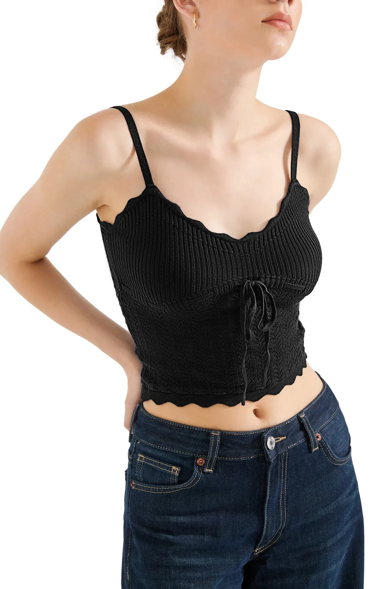 Crochet Cami V Neck Tank Top sold by Suuksess product image thumbnail 4