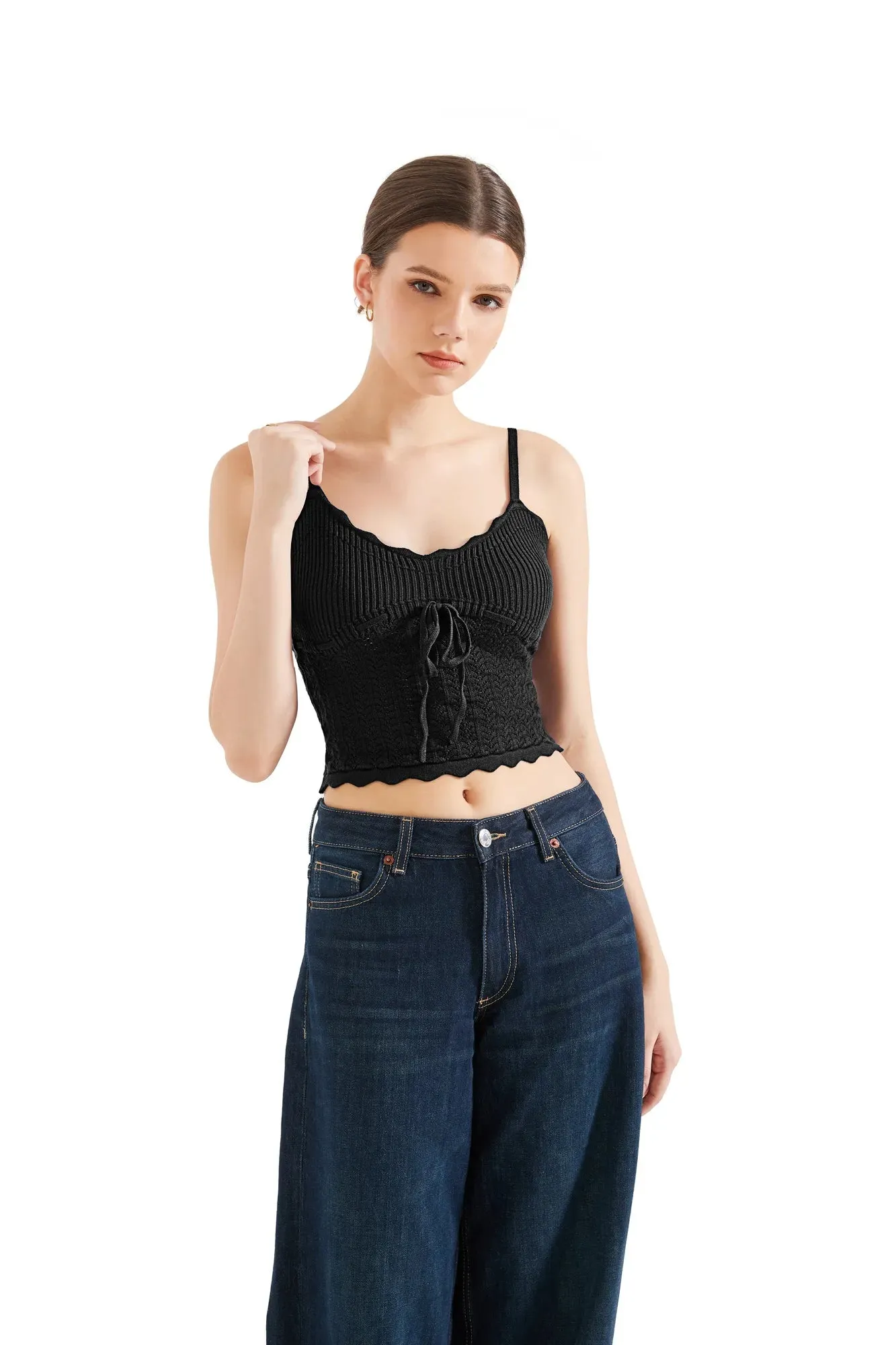 Crochet Cami V Neck Tank Top sold by Suuksess product image thumbnail 3