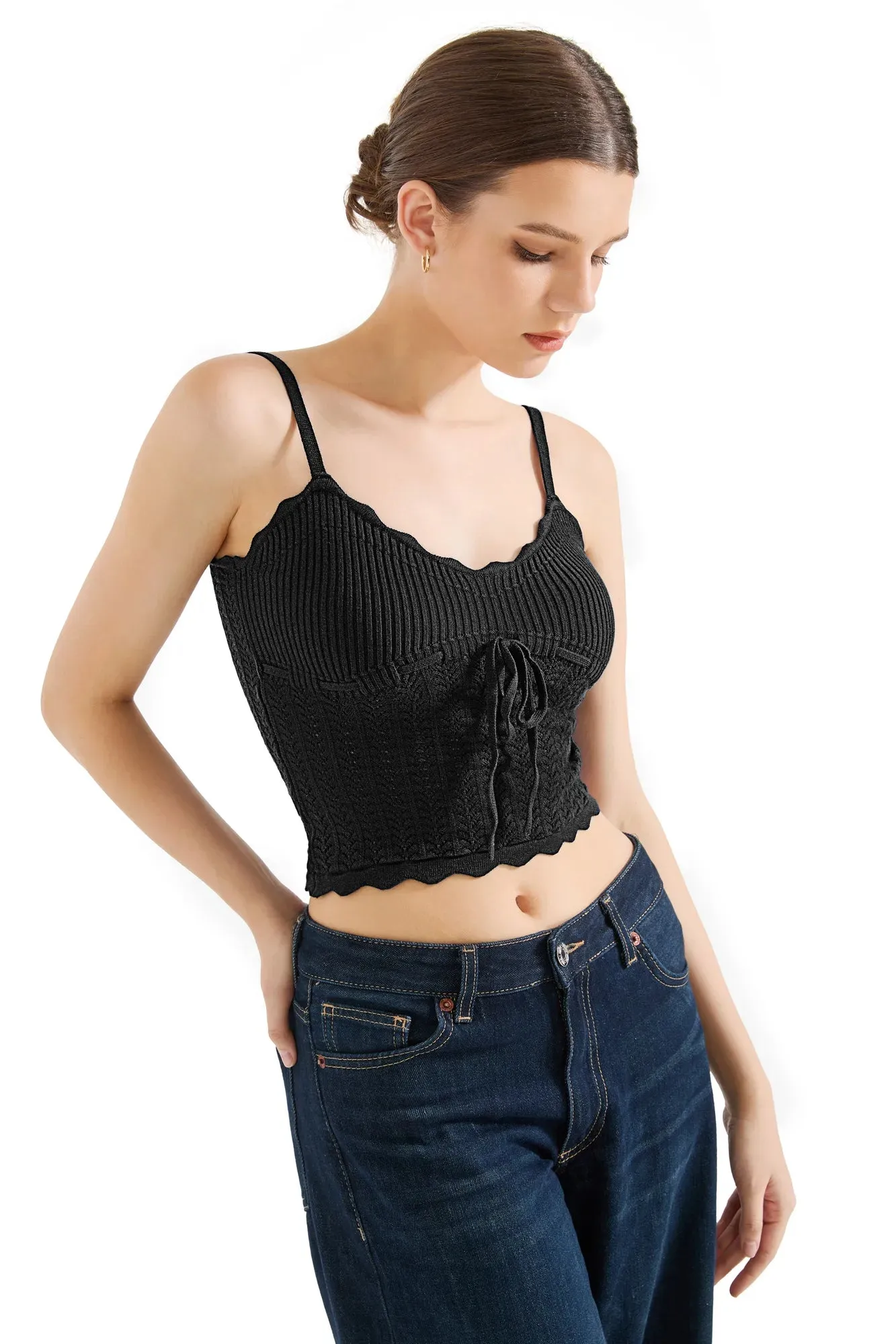 Crochet Cami V Neck Tank Top sold by Suuksess product image thumbnail 5