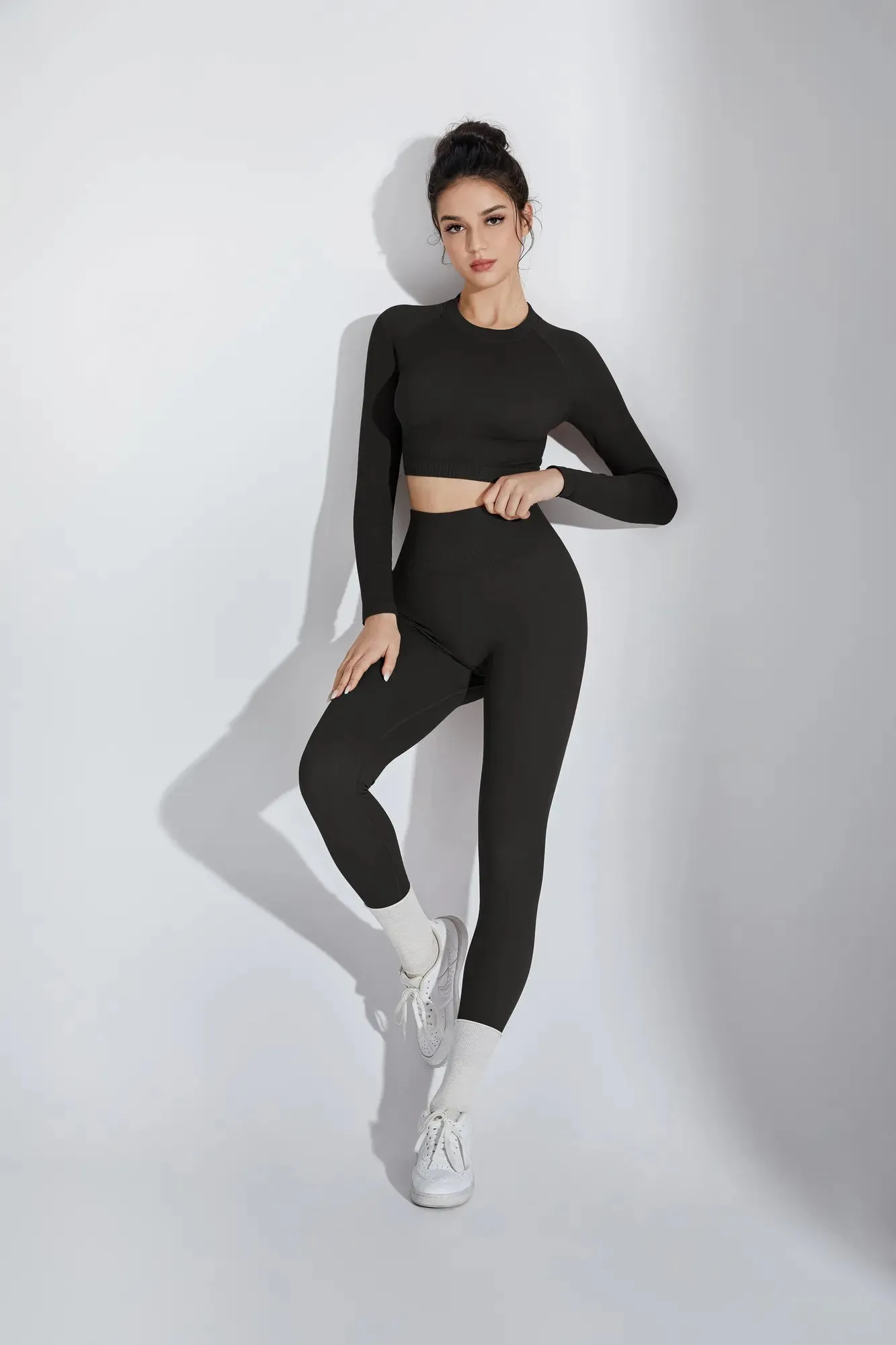 Seamless Crop Top Workout Set - Long Sleeve sold by Suuksess product image thumbnail 4