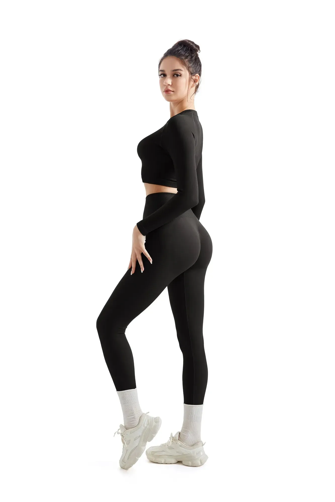 Seamless Crop Top Workout Set - Long Sleeve sold by Suuksess product image thumbnail 2