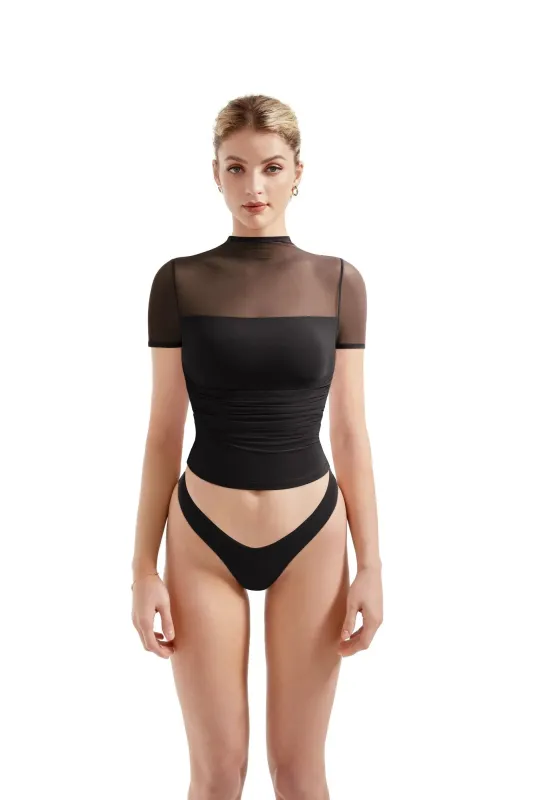 Mesh Mock Neck Shirt sold by Suuksess