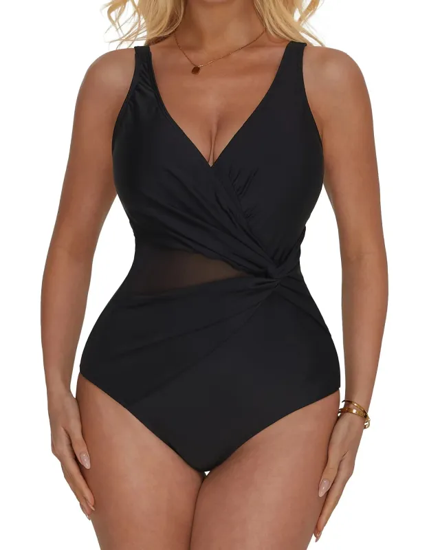 SUUKSESS Women Sexy Mesh Tummy Control One Piece Swimsuit Push Up Bathing Suit sold by Suuksess