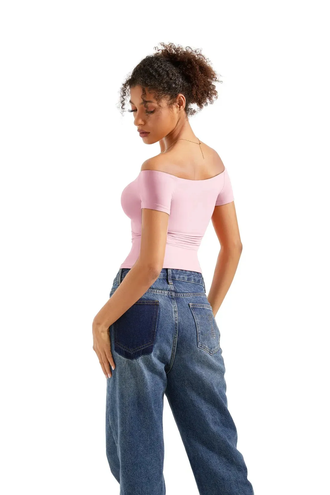 SUUKSESS Women Double Lined Off The Shoulder Tops Fitted Going Out Basic Shirts sold by Suuksess product image thumbnail 4