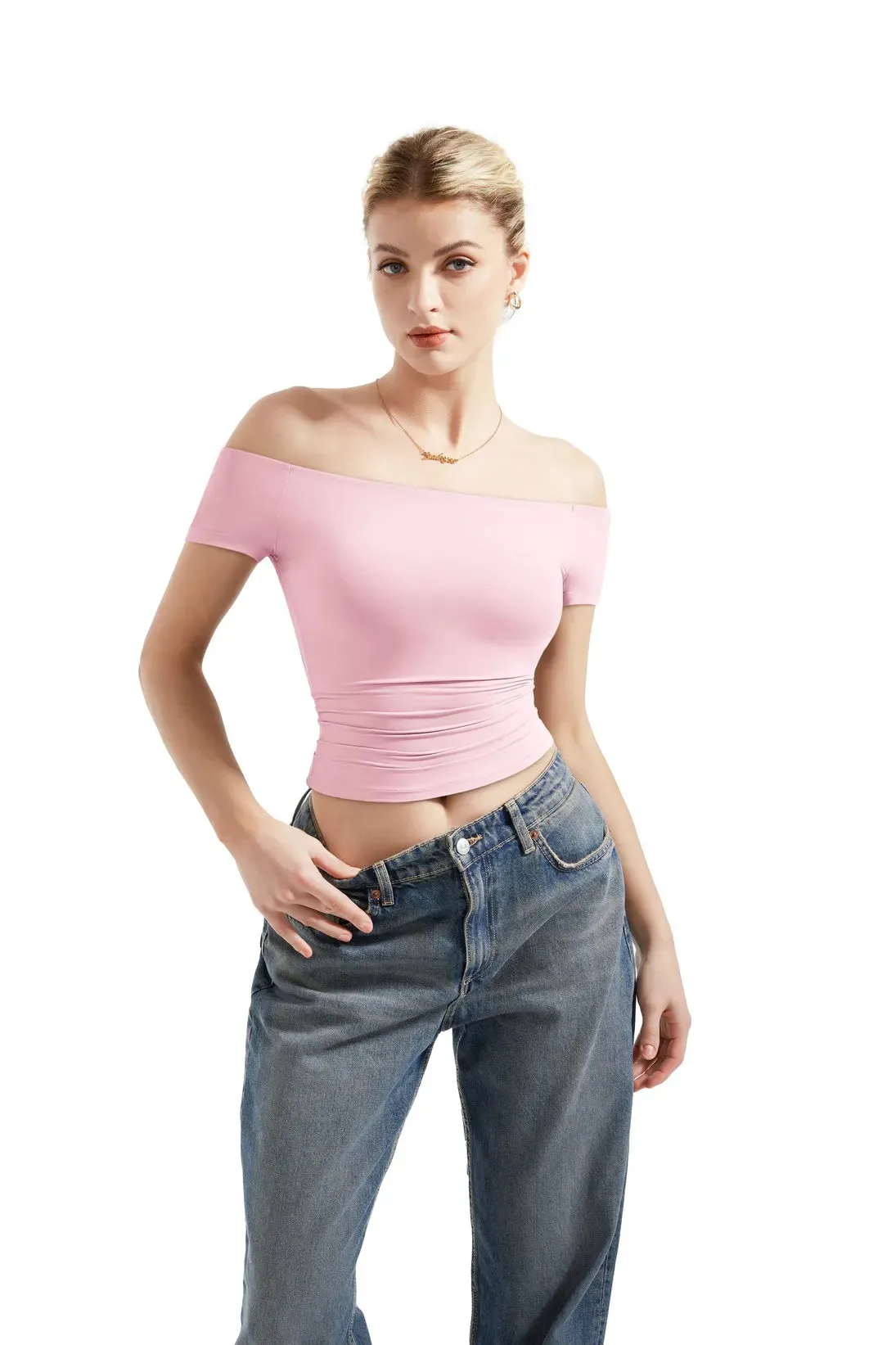 SUUKSESS Women Double Lined Off The Shoulder Tops Fitted Going Out Basic Shirts sold by Suuksess product image thumbnail 5