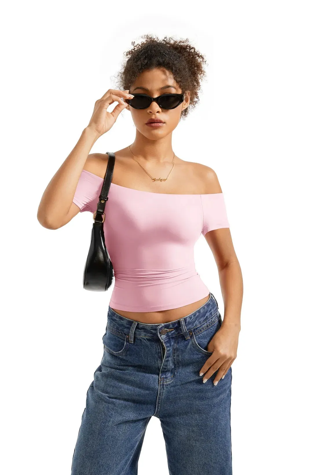 SUUKSESS Women Double Lined Off The Shoulder Tops Fitted Going Out Basic Shirts sold by Suuksess product image thumbnail 3
