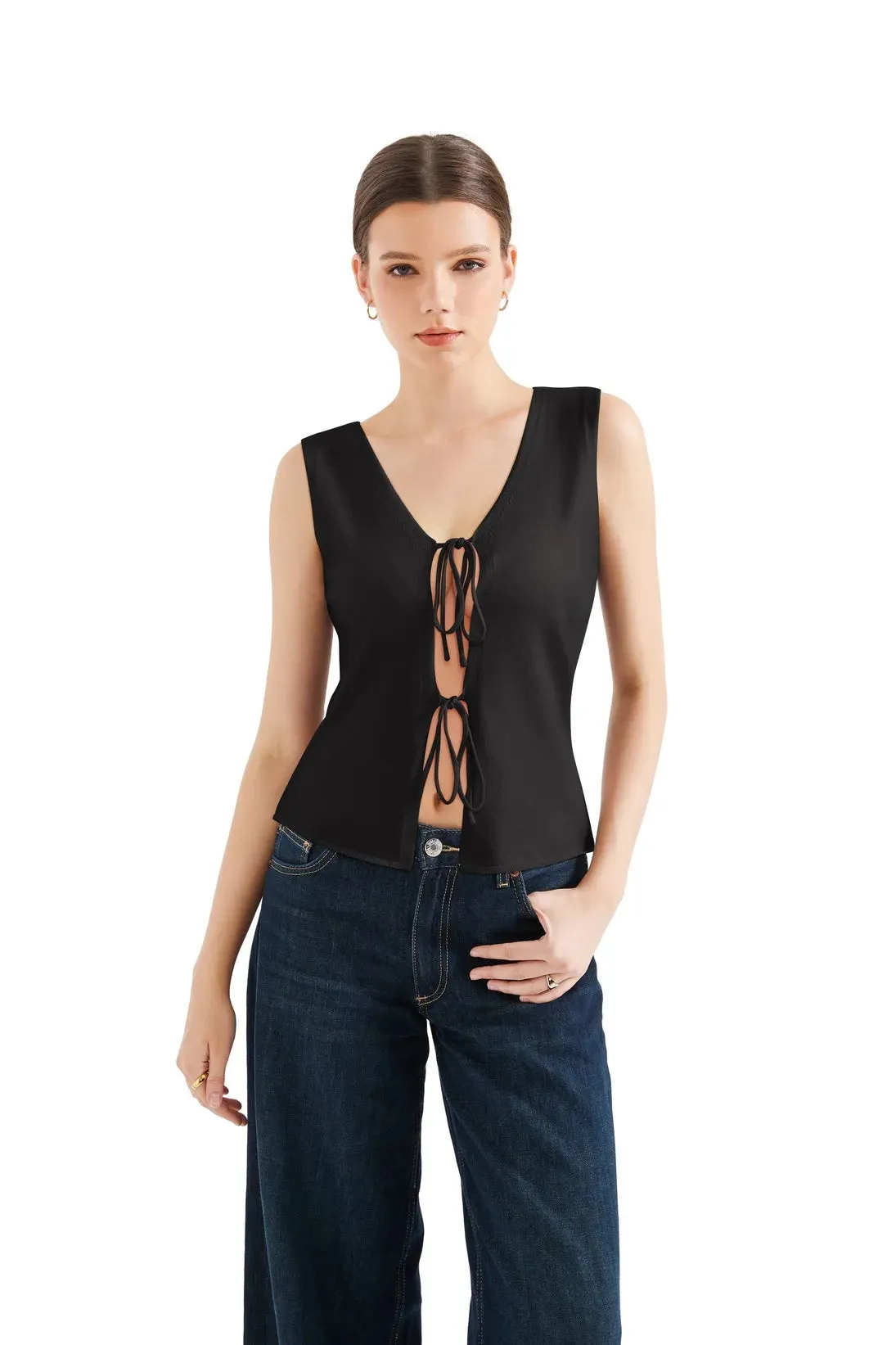 Tie Front Vest Tank Top sold by Suuksess product image thumbnail 5