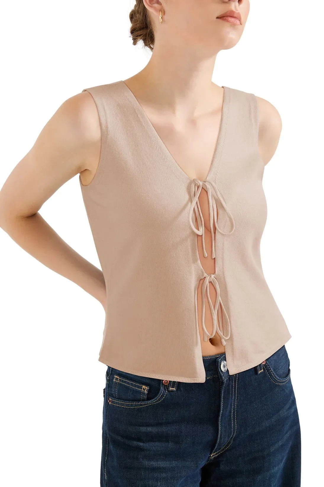 Tie Front Vest Tank Top sold by Suuksess product image thumbnail 2