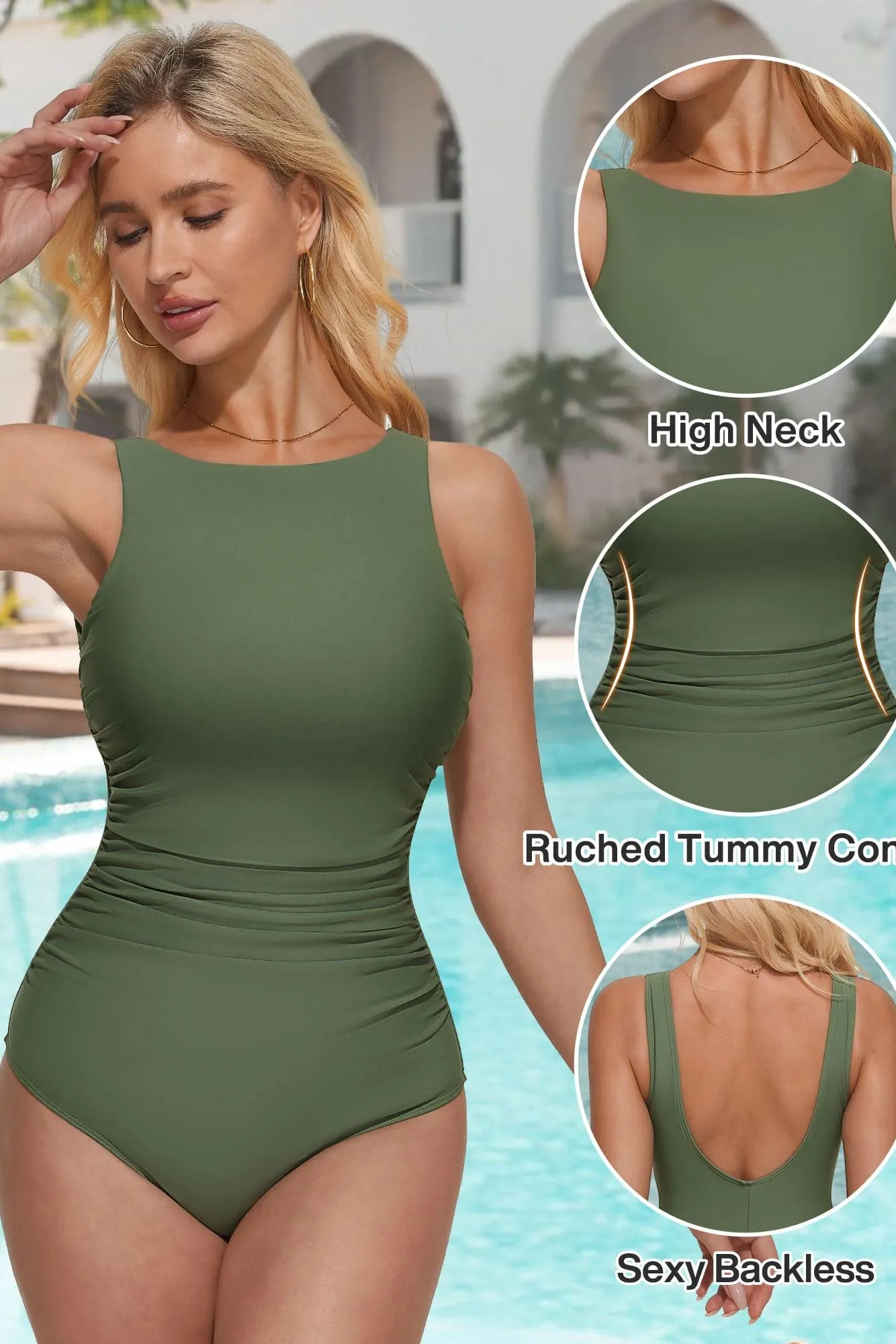 Backless Ruched Bathing Suit sold by Suuksess product image thumbnail 3
