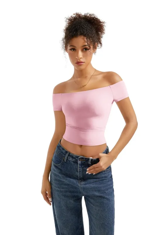 Buttery Soft Off Shoulder Shirt - Short Sleeve sold by Suuksess