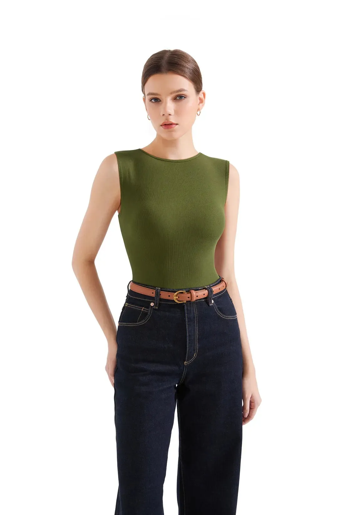 Cotton Ribbed Boat Neck Tank Top sold by Suuksess product image thumbnail 2