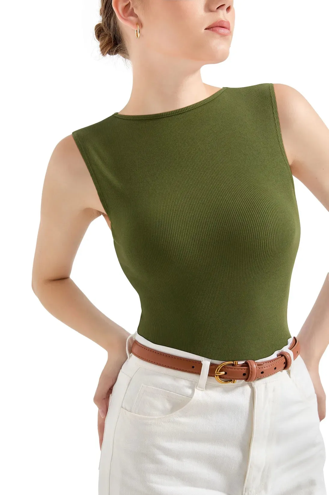 Cotton Ribbed Boat Neck Tank Top sold by Suuksess product image thumbnail 3