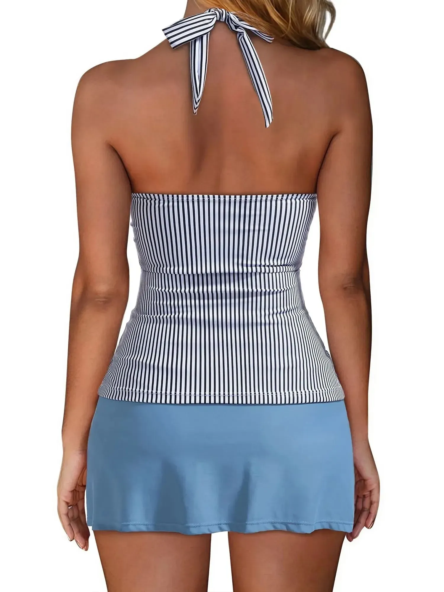 SUUKSESS Women Tummy Control Tankini Swimsuit Sexy Halter Bathing Suit 2 Piece sold by Suuksess product image thumbnail 2