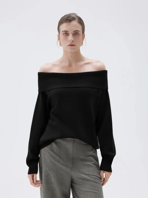 SUUKSESS Women Cashmere Off The Shoulder Sweater Oversized Knit Long Sleeve Tops sold by Suuksess