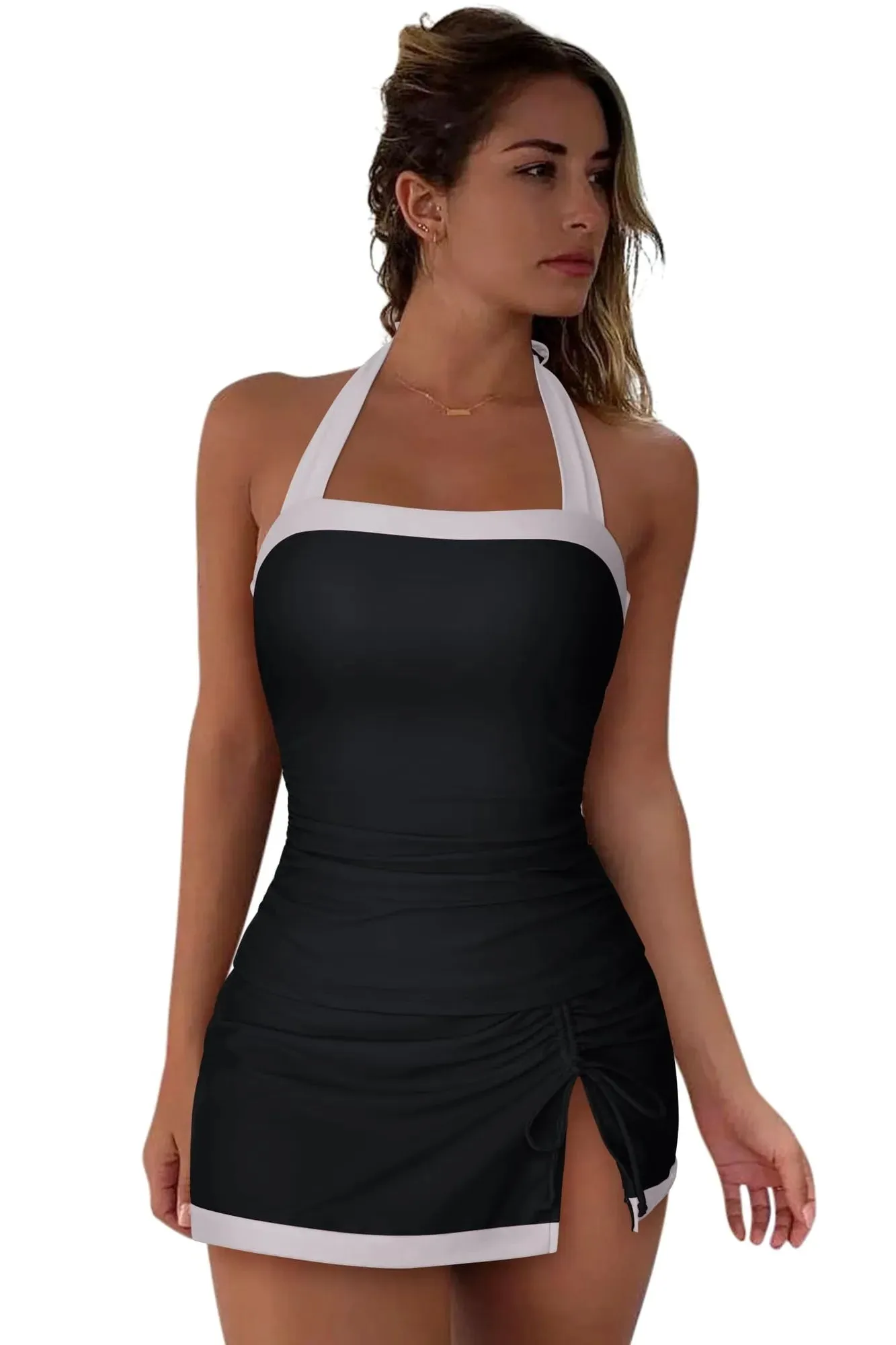 SUUKSESS Women Tummy Control Tankini Swimsuits with Skirt Backless Bathing Suit sold by Suuksess product image thumbnail 3