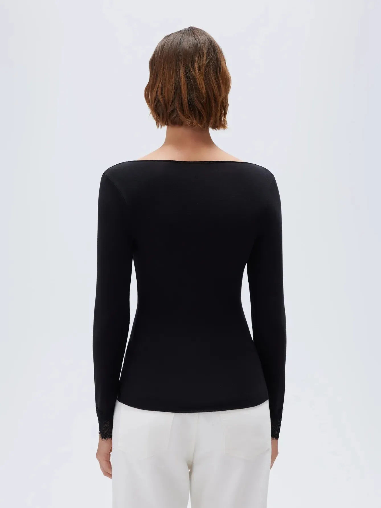 SUUKSESS Cloud Cashmere Women Basic Tops V Boat Neck Lace Long Sleeve Shirt sold by Suuksess product image thumbnail 2