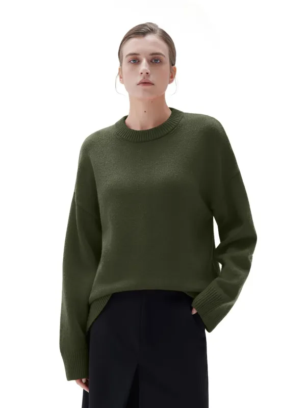 SUUKSESS Women Cashmere Oversized Long Sleeve Pullover Sweater Crew Neck Jumpers sold by Suuksess