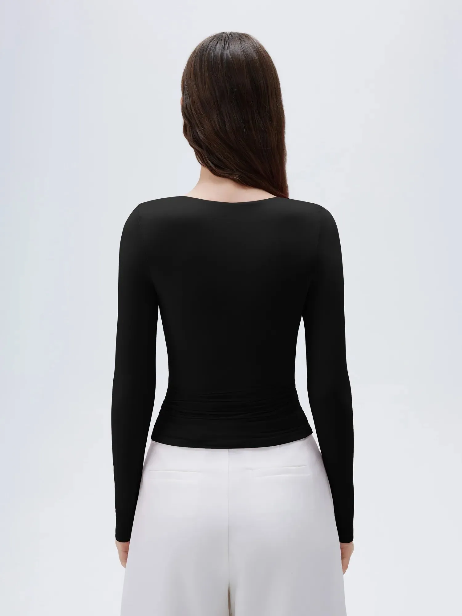 SUUKSESS Women Sexy V Neck Long Sleeve Shirts Double Lined Wrap Going Out Tops sold by Suuksess product image thumbnail 5