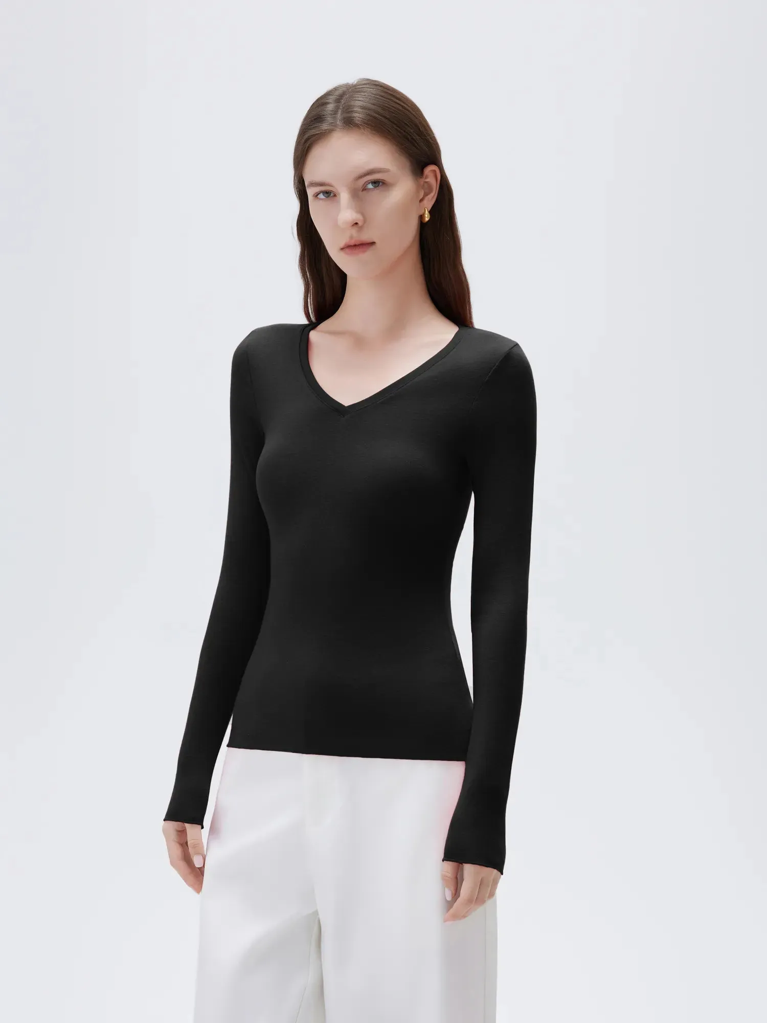 Cloud Cashmere V Neck Shirt - Long Sleeve sold by Suuksess product image thumbnail 3