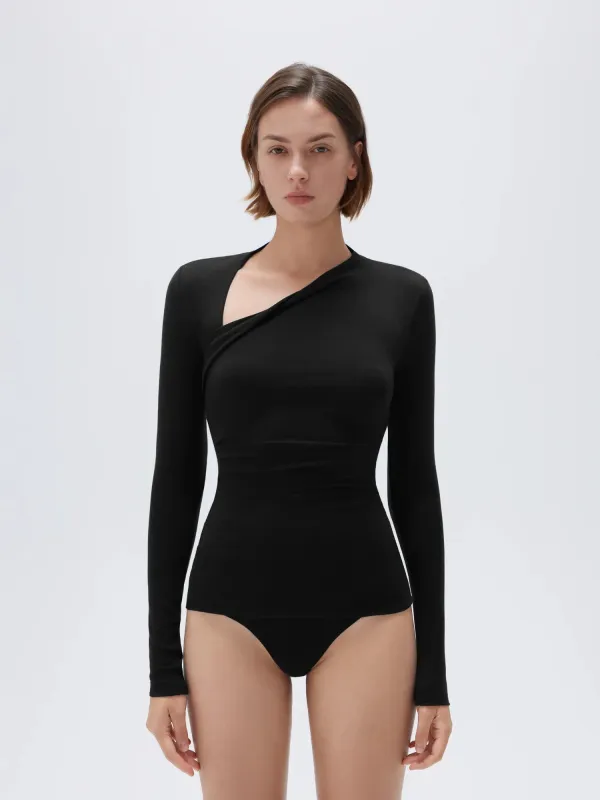 Cloud Cashmere Asymmetric Neck Shirt - Long Sleeve sold by Suuksess