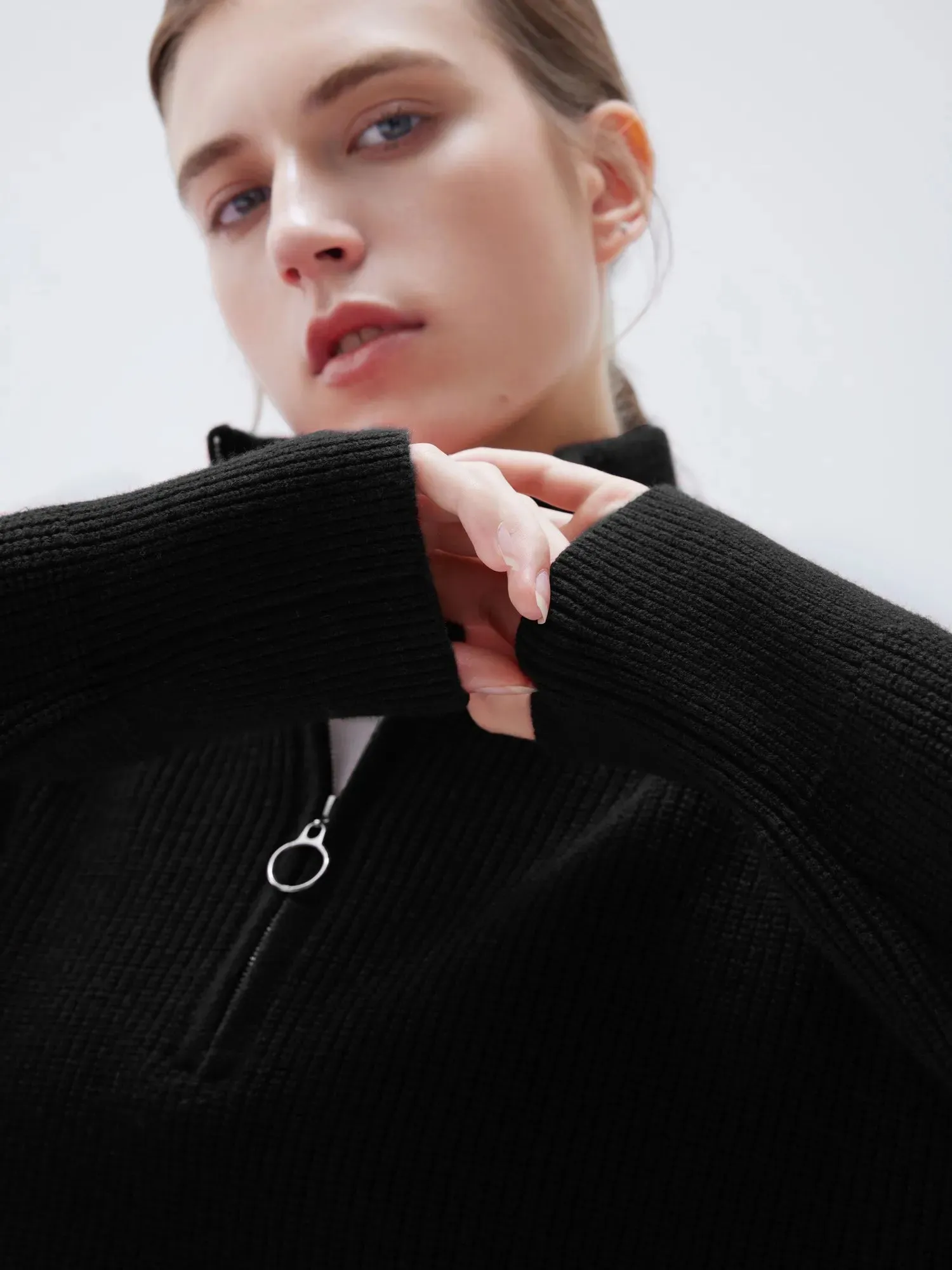 Cashmere Oversized Quarter Zip Sweater sold by Suuksess product image thumbnail 4