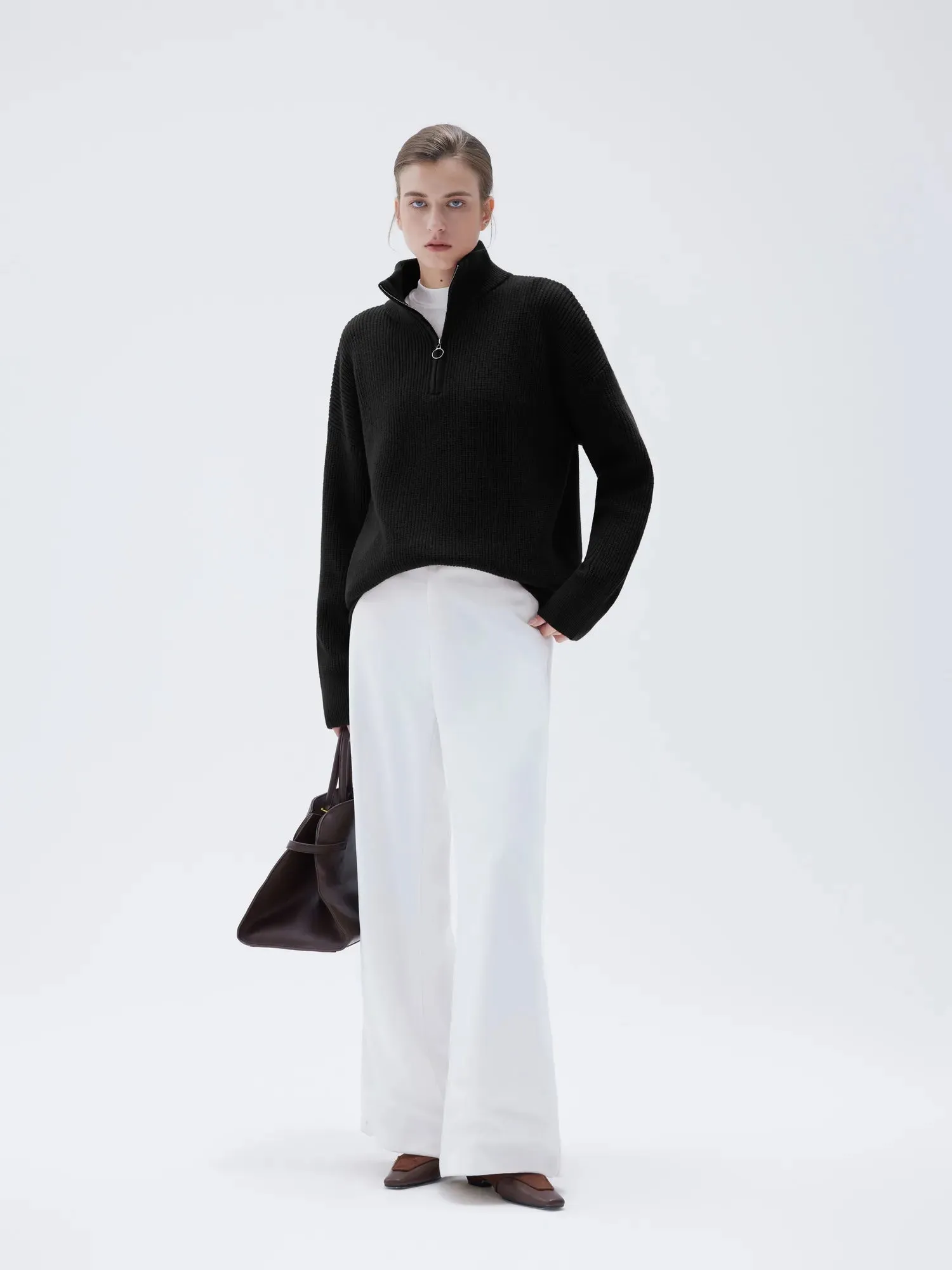 Cashmere Oversized Quarter Zip Sweater sold by Suuksess product image thumbnail 5