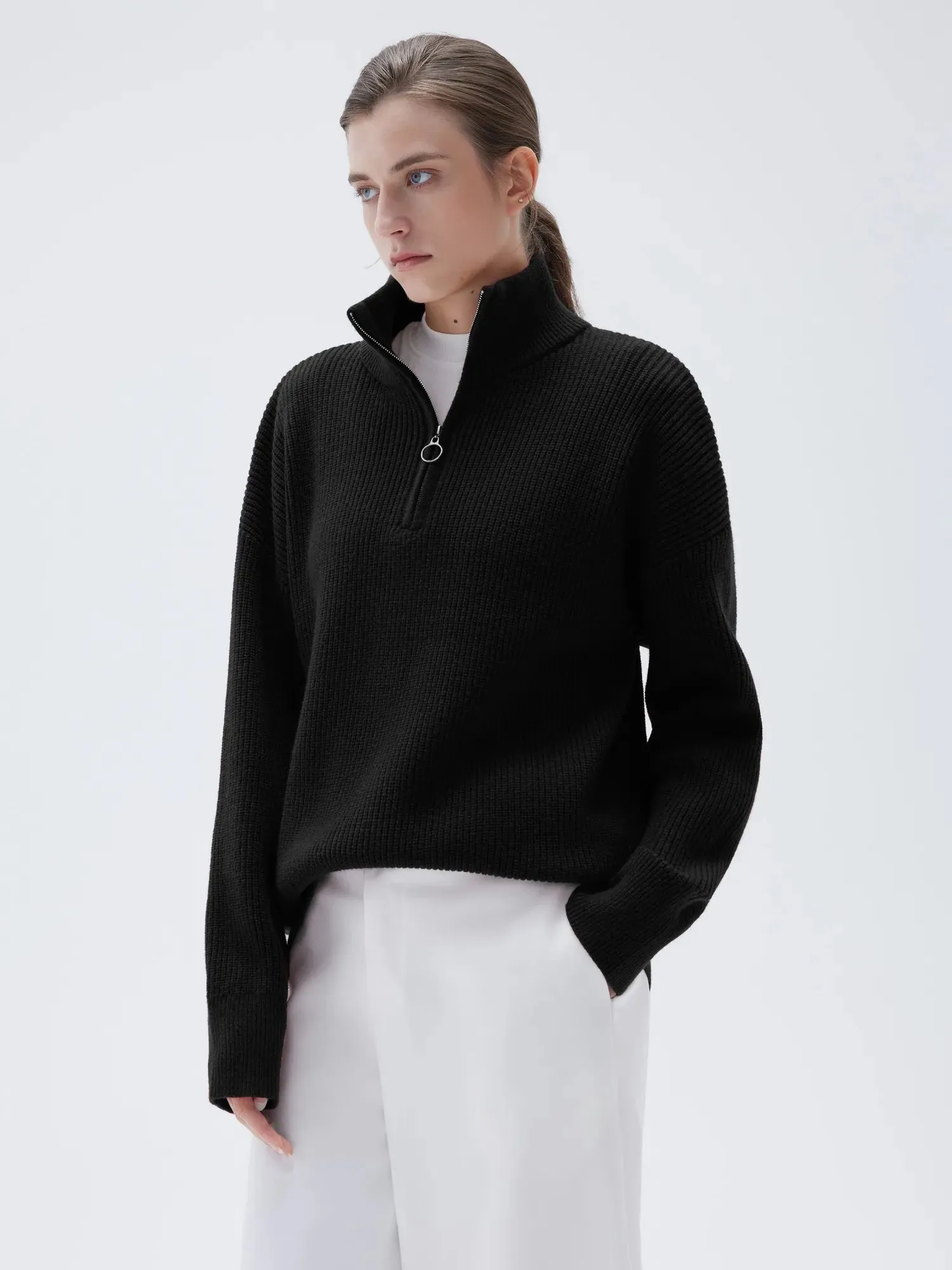 Cashmere Oversized Quarter Zip Sweater sold by Suuksess product image thumbnail 2