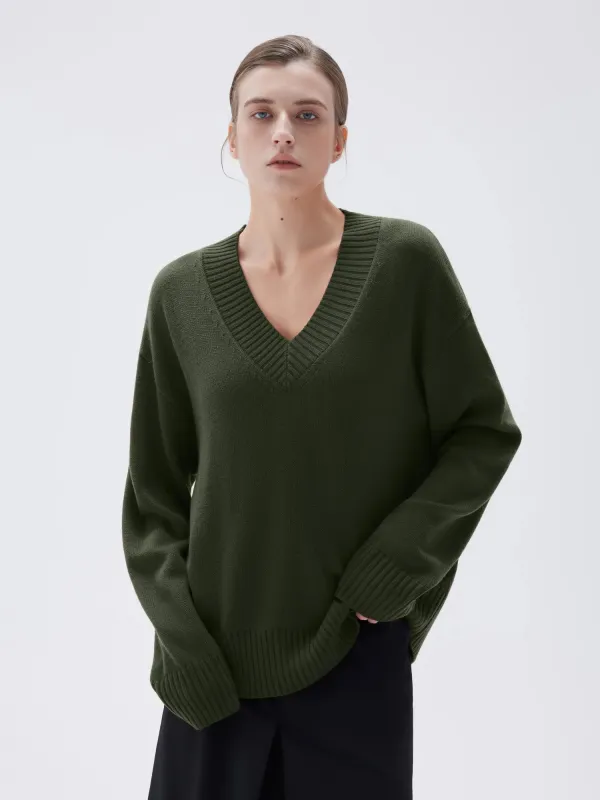 Cashmere Oversized V Neck Sweater sold by Suuksess