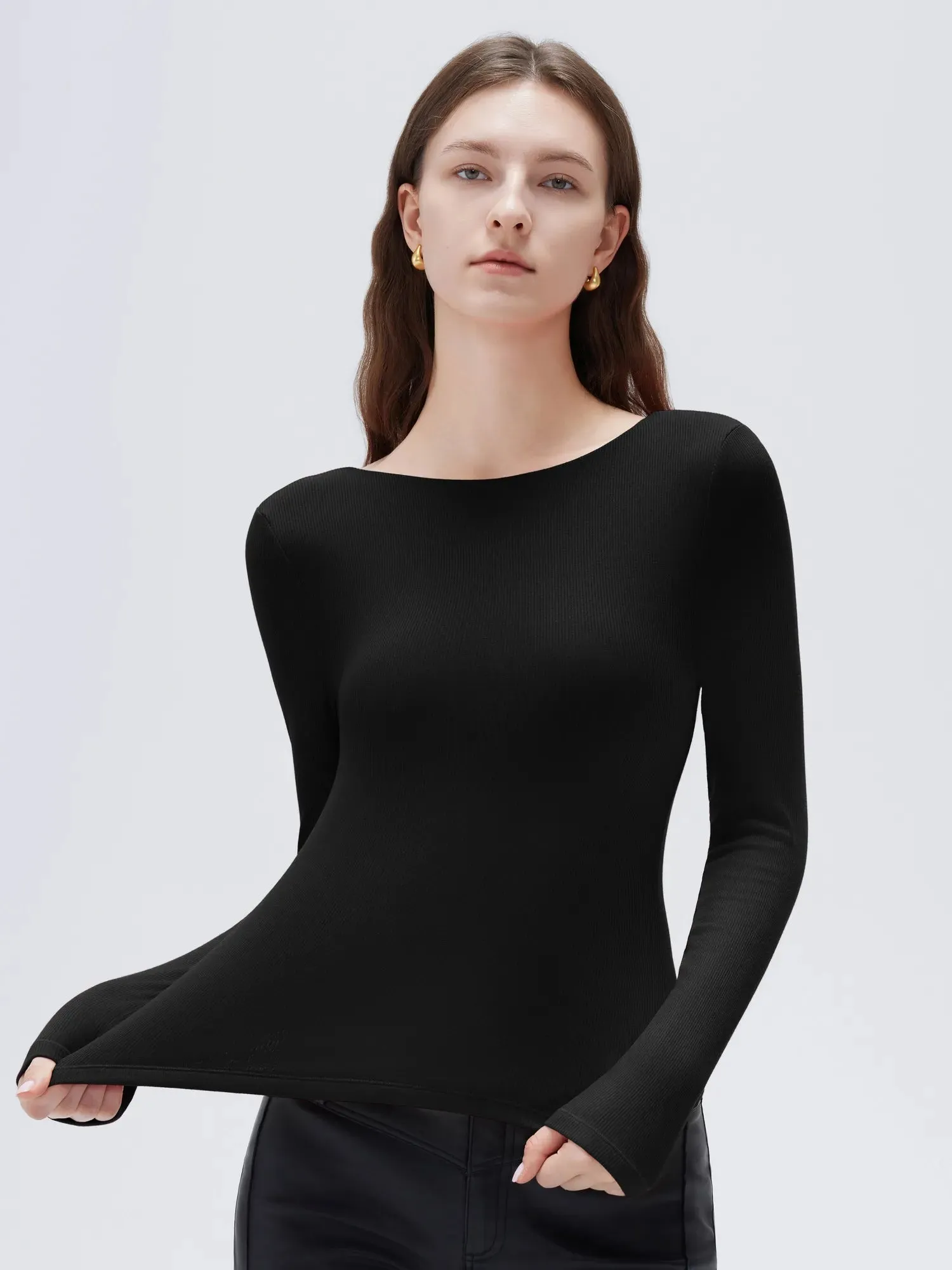 Modal Padded Backless Shirt - Long Sleeve sold by Suuksess product image thumbnail 3