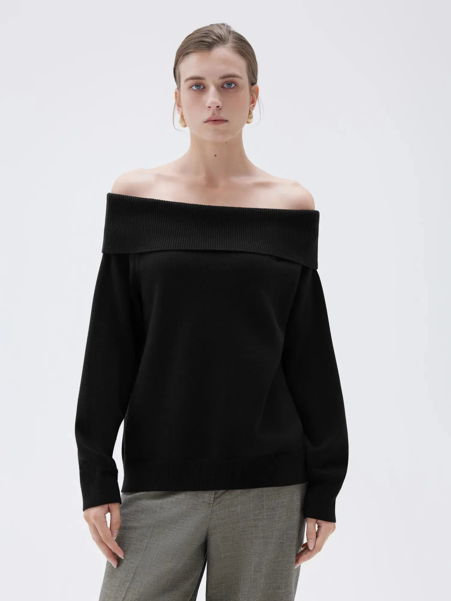 Cashmere Oversized Off Shoulder Sweater sold by Suuksess product image thumbnail 5