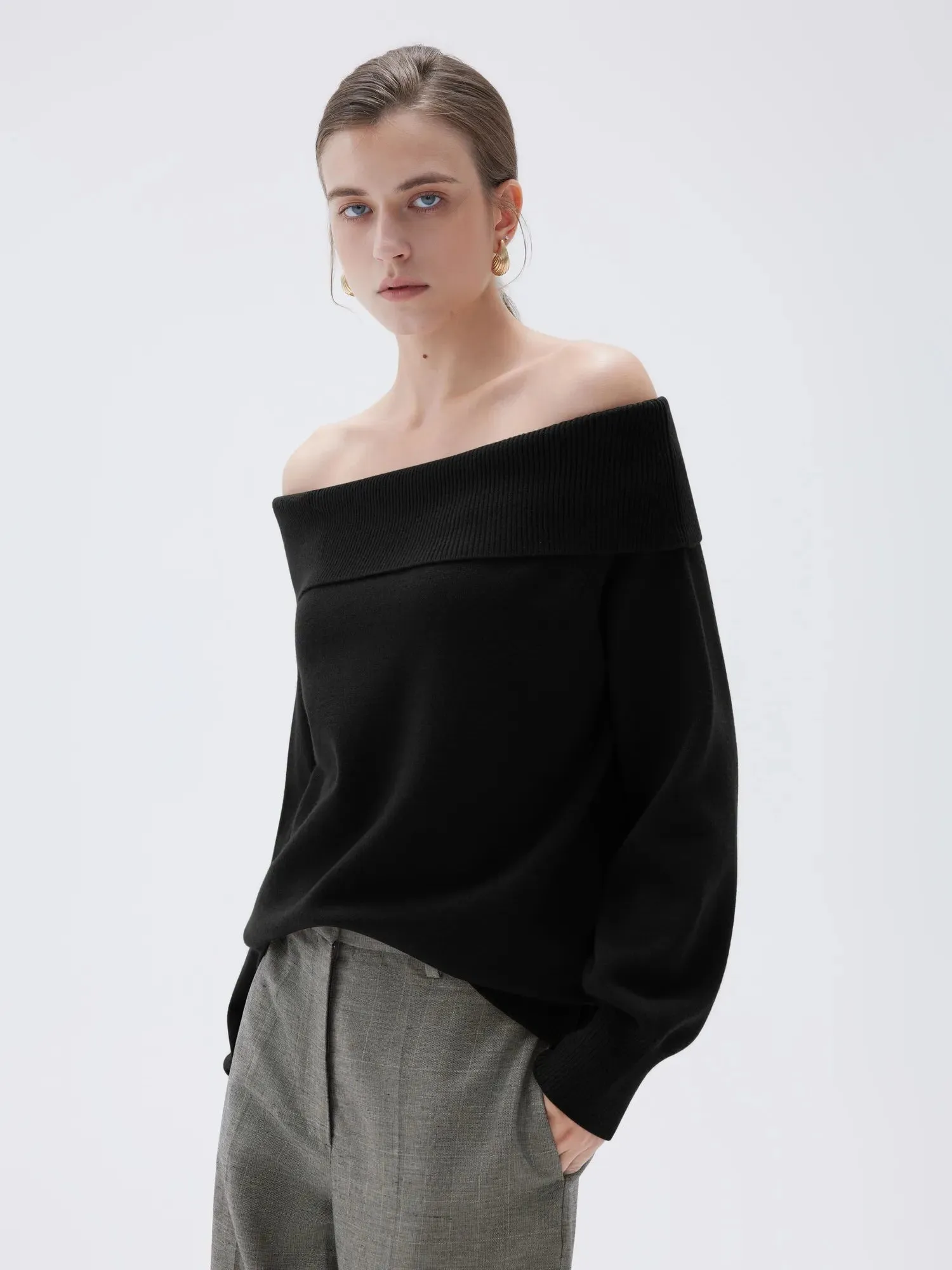Cashmere Oversized Off Shoulder Sweater sold by Suuksess product image thumbnail 2