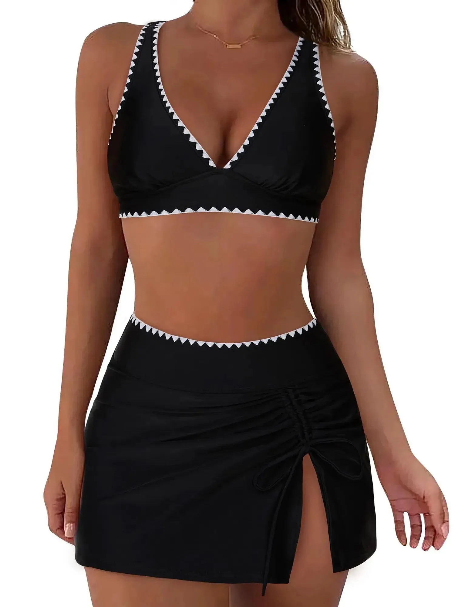 Crisscross Back Skirts Bikini Set sold by Suuksess