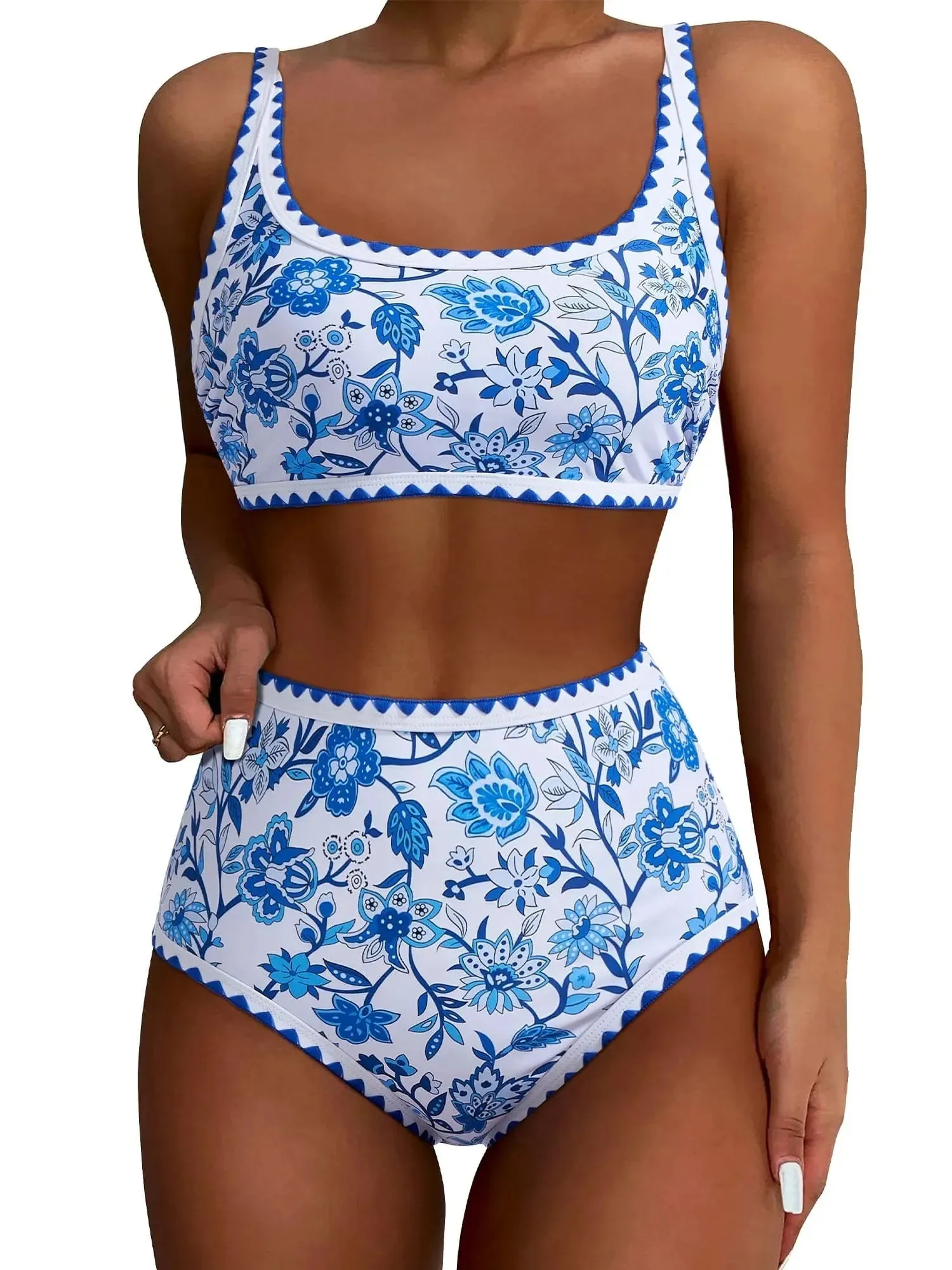 Floral Print Color Block Bikini Set sold by Suuksess