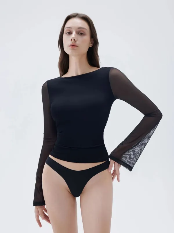 Mesh Boat Neck Shirt - Bell Sleeve sold by Suuksess