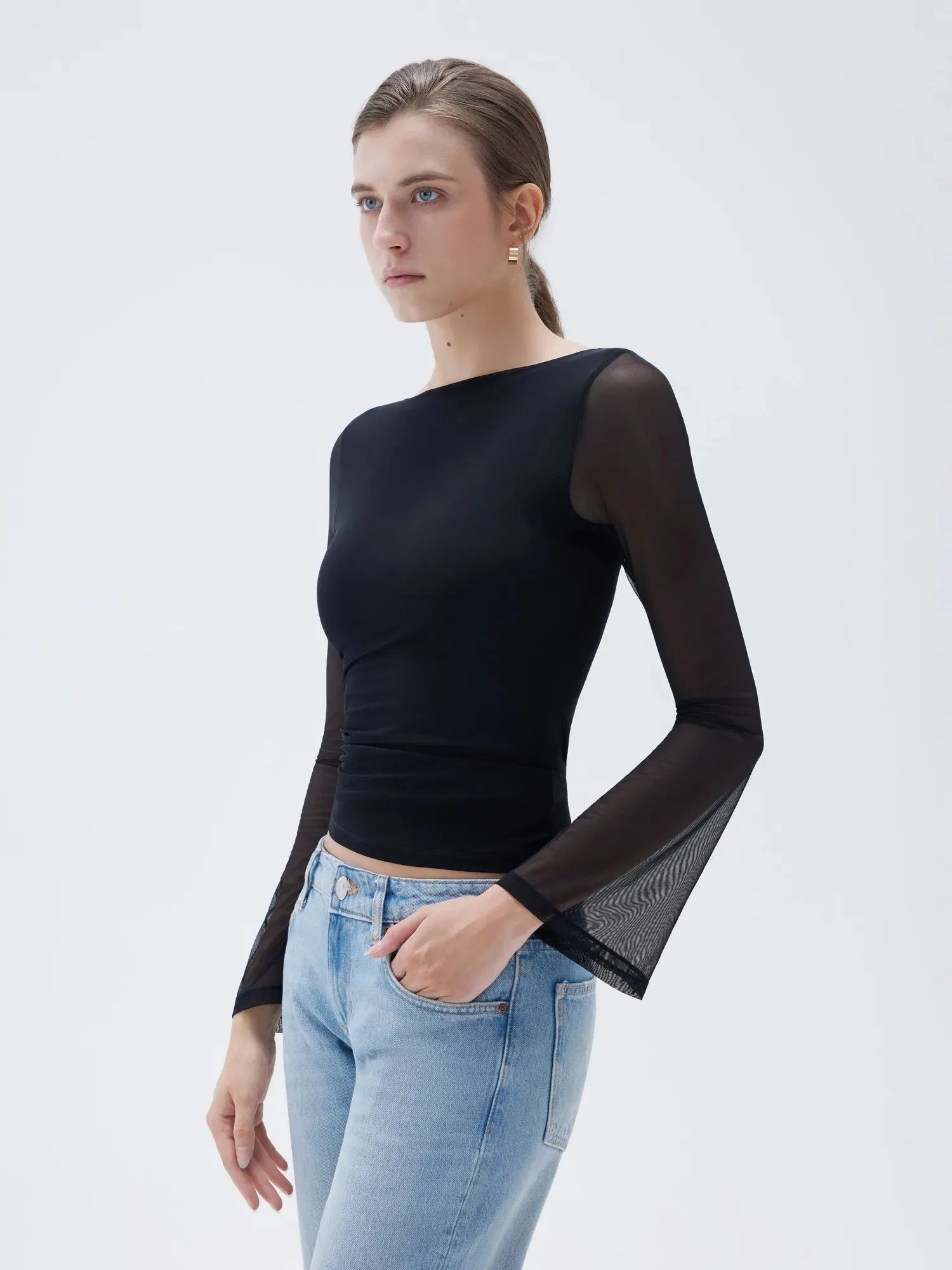 Mesh Boat Neck Shirt - Bell Long Sleeve sold by Suuksess product image thumbnail 5