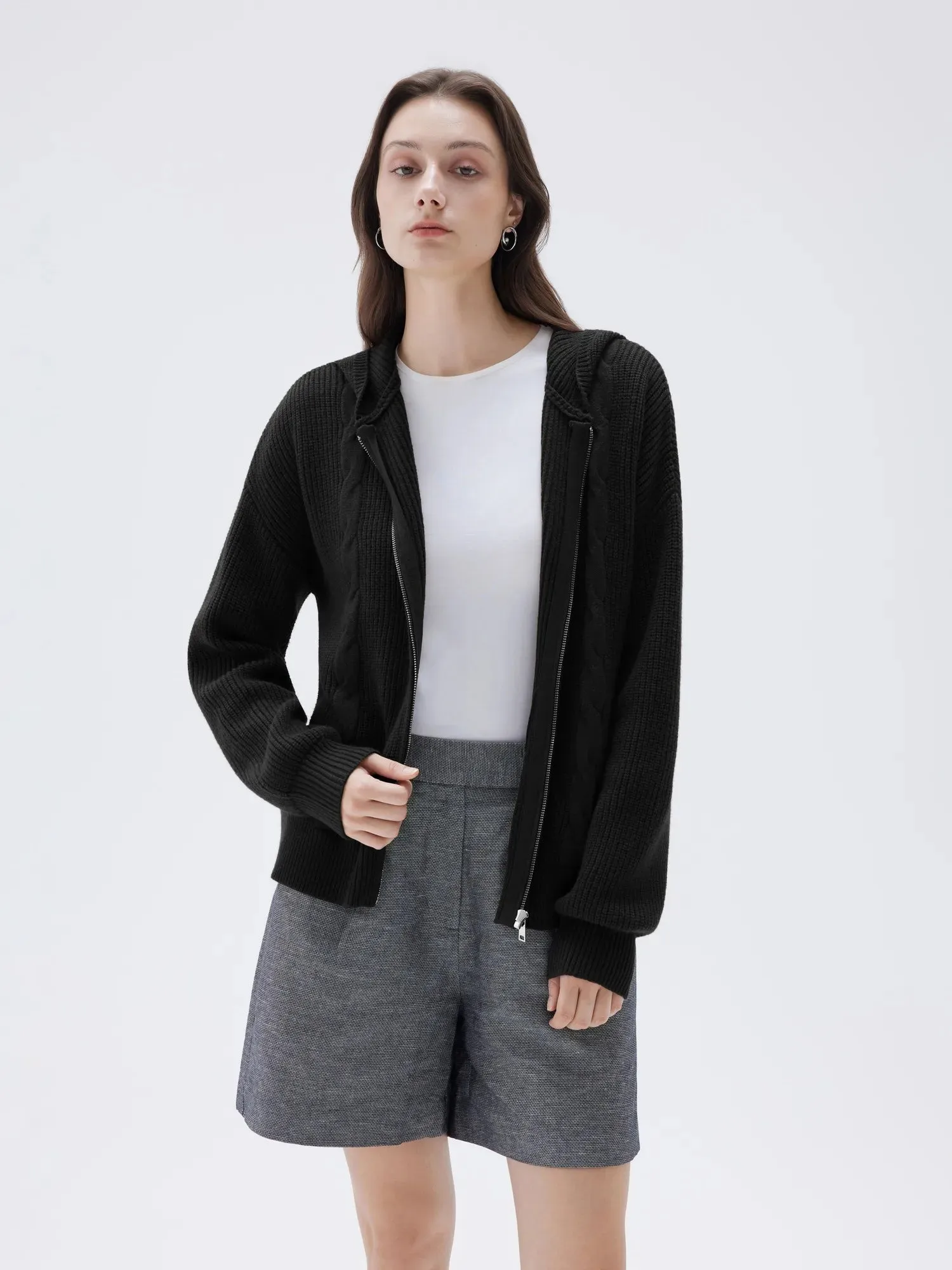 Cashmere Chunky Knit Hoodie Sweater sold by Suuksess product image thumbnail 4