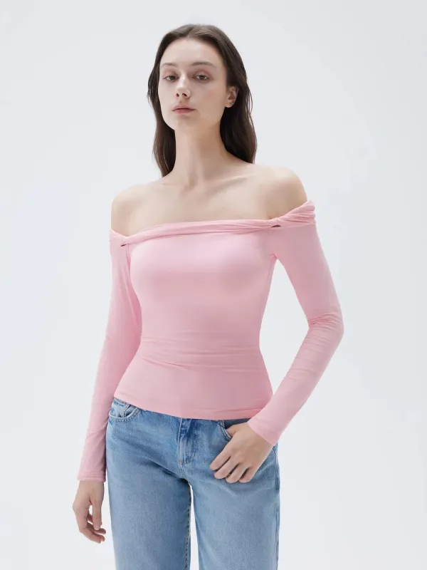 Buttery Soft Padded Off Shoulder Shirt - Long Sleeve sold by Suuksess