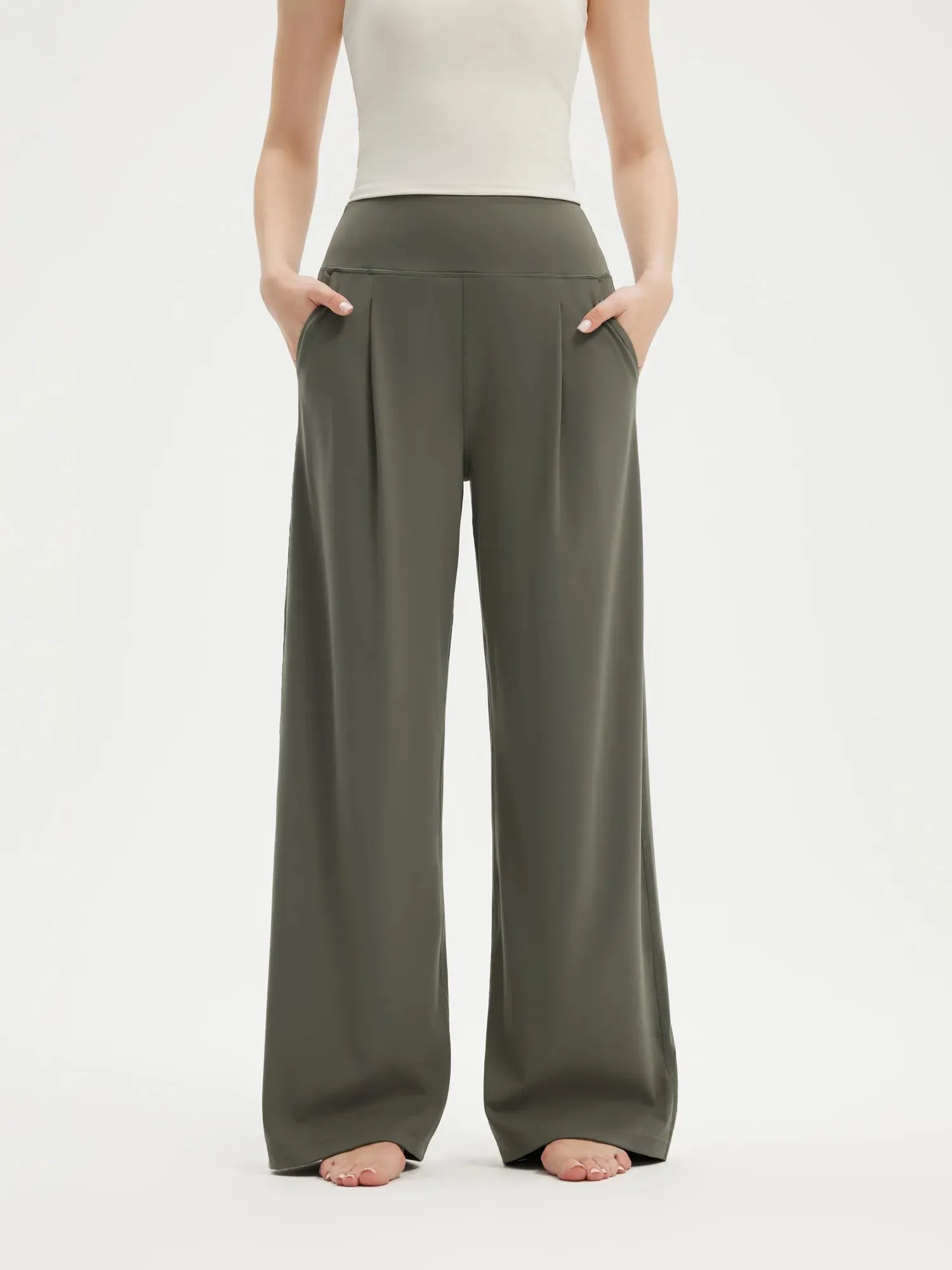 High Waisted Wide Leg Pockets Palazzo Pants sold by Suuksess