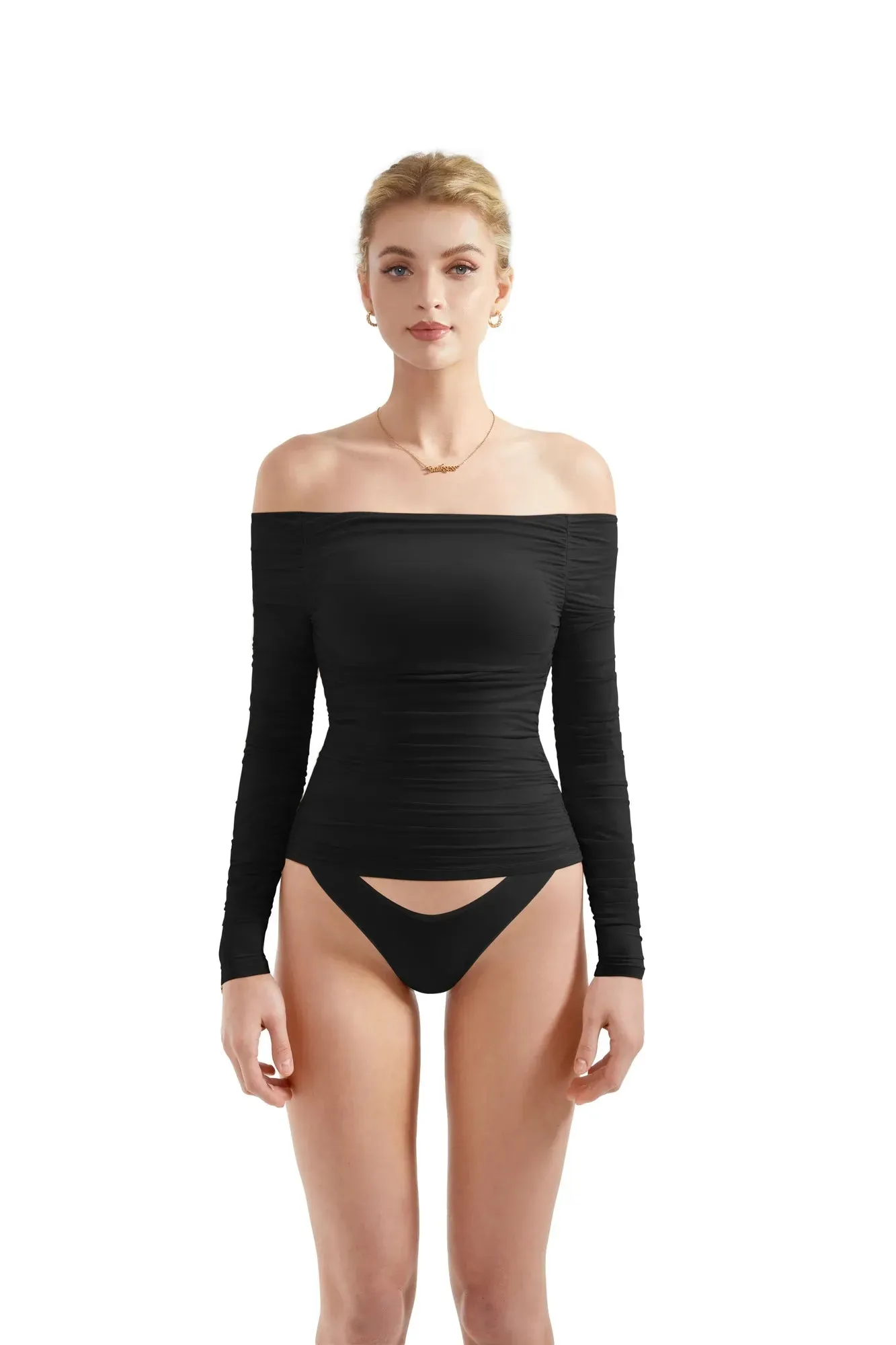 Mesh Padded Off Shoulder Shirt - Long Sleeve sold by Suuksess product image thumbnail 4