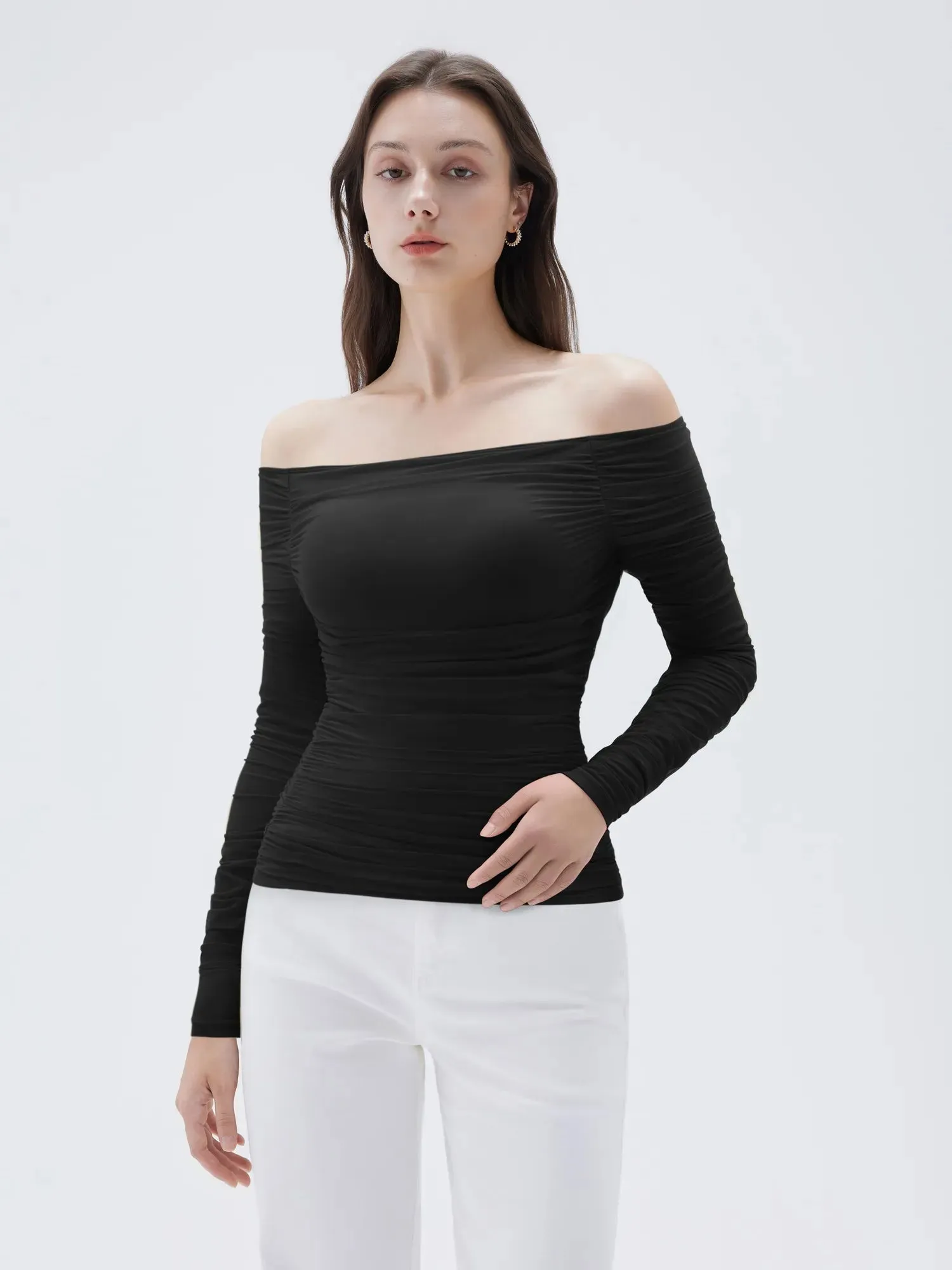 Mesh Padded Off Shoulder Shirt - Long Sleeve sold by Suuksess product image thumbnail 2