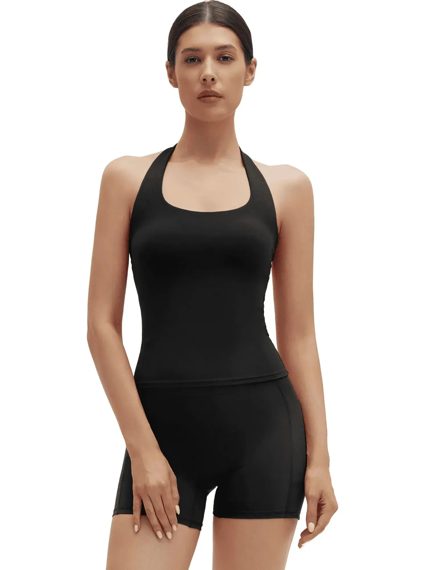 Halter Neck High Waisted 2 Piece Workout Sets sold by Suuksess product image thumbnail 3