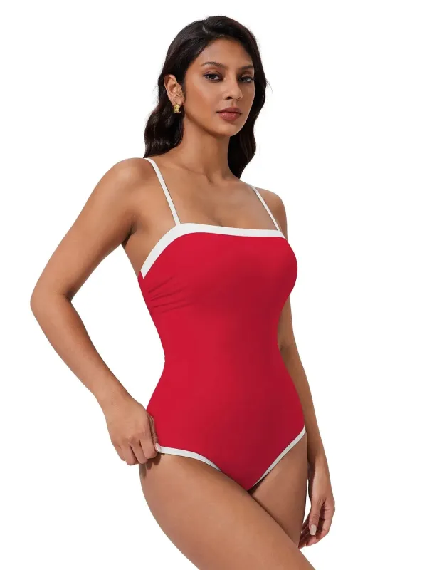SUUKSESS Women One Piece Tummy Control Swimsuit Sexy Color Block Bathing Suit sold by Suuksess