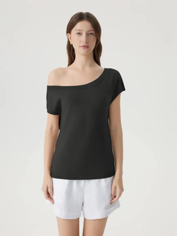 Cashmere Silk Blend Off Shoulder Tops made by Suuksess