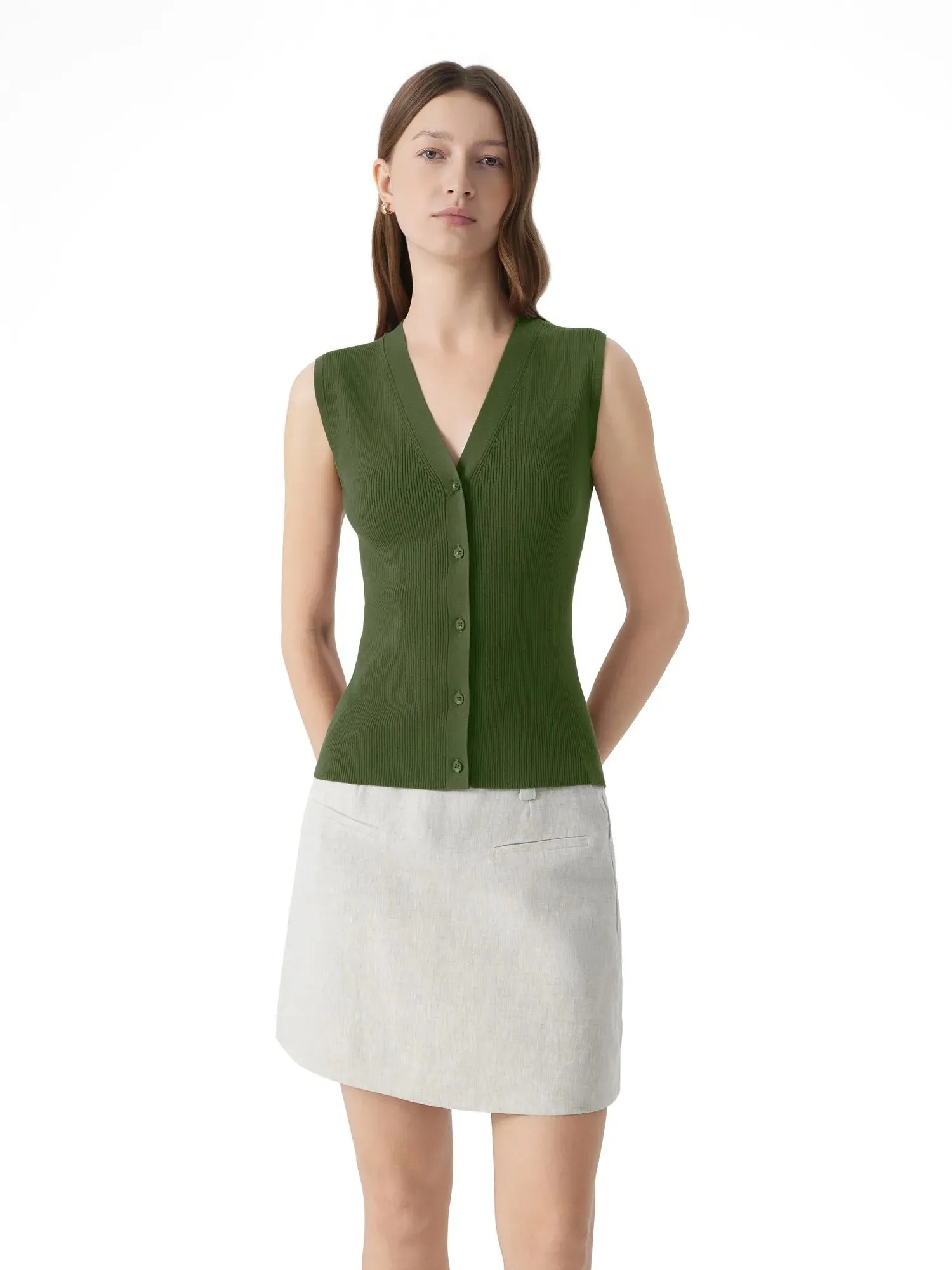 Button V Neck Tank Sweater Vest sold by Suuksess product image thumbnail 2