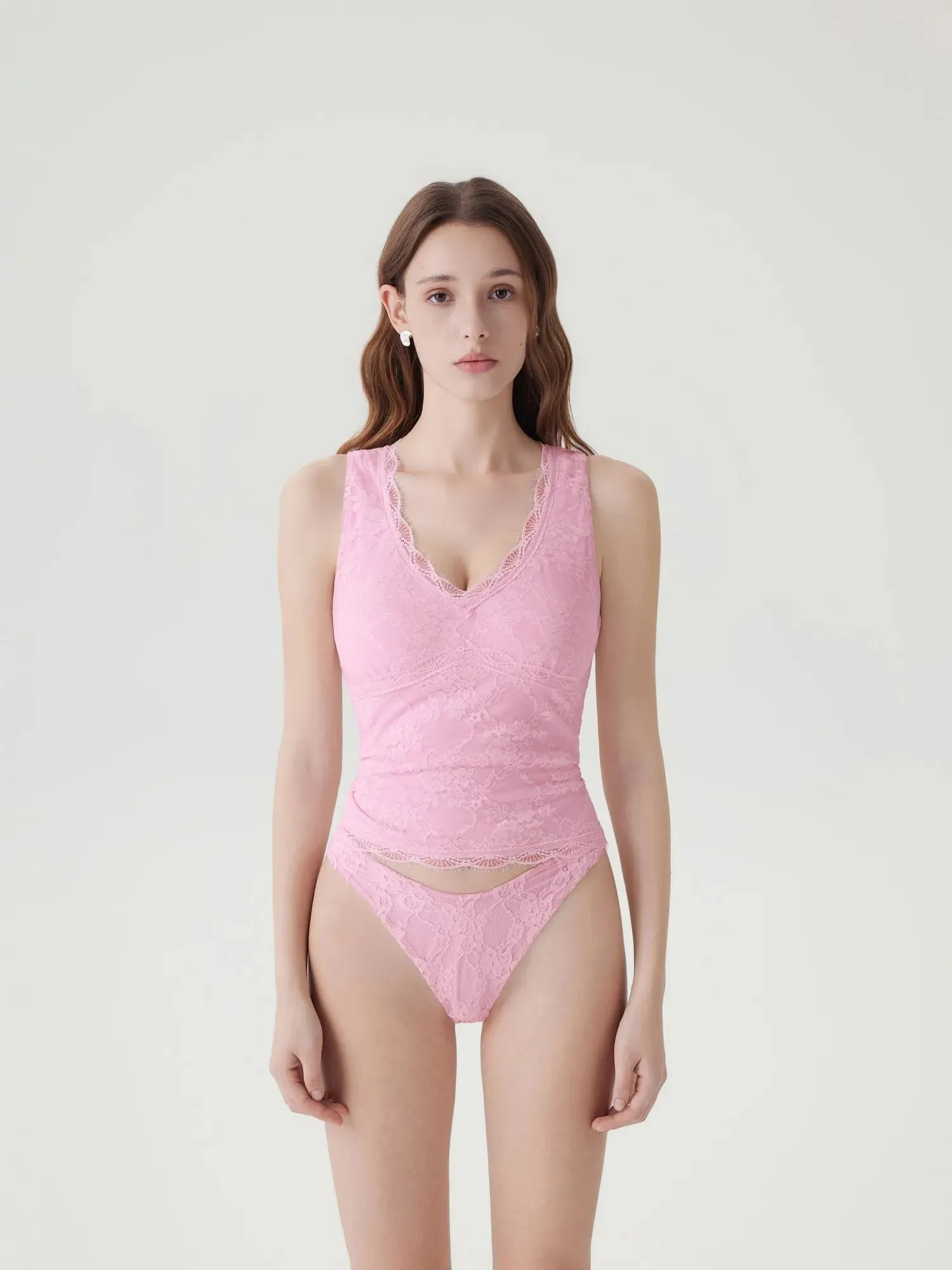 Lace Double Lined Lace V Neck Tank Top sold by Suuksess product image thumbnail 5