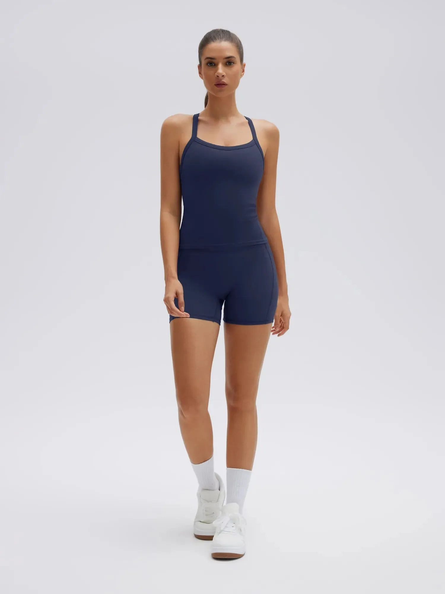Padded Racerback Criss cross back top 2 Piece Workout Sets sold by Suuksess