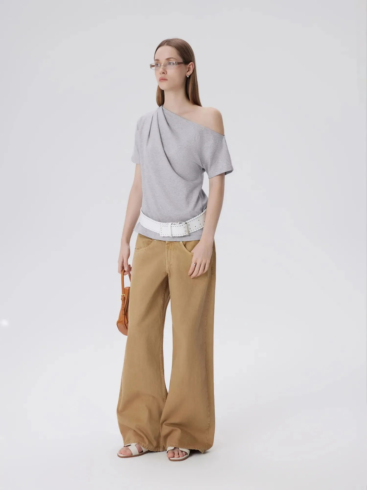 Asymmetrical Off Shoulder Short Sleeve T-Shirts sold by Suuksess product image thumbnail 2