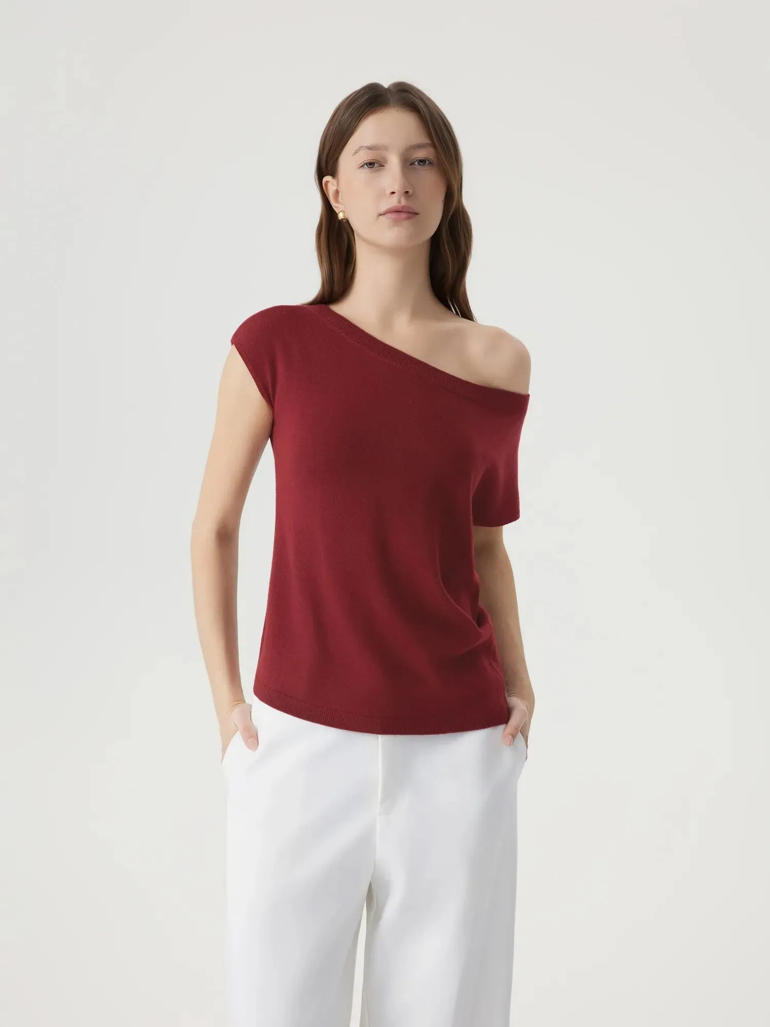 Cashmere Silk Blend Off Shoulder Tops sold by Suuksess product image thumbnail 4