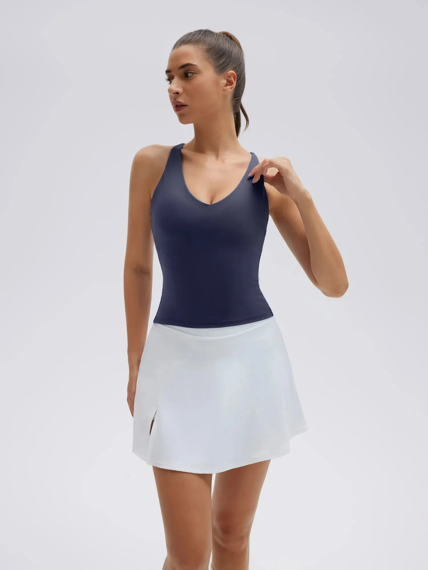 🎁 Open Back V Neck Padded Longline Workout Tank Tops (100% off) sold by Suuksess product image thumbnail 4